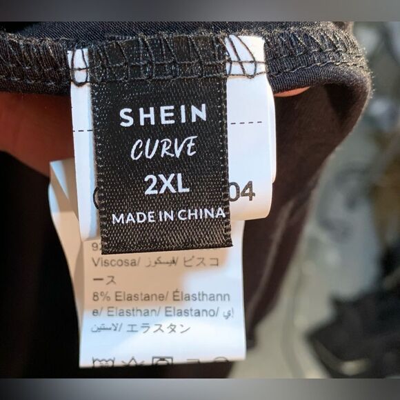 SHEIN S:XXL Black Long Halter Dress With Slit & Rhinestone Link adjustable Belt - Picture 8 of 9